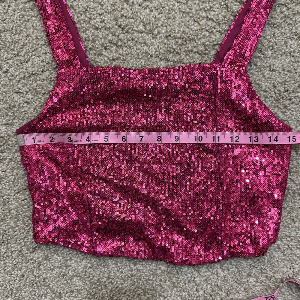 Rachel Zoe Sequin Fuchsia Crop Top,‎ Size S - Picture 8 of 8